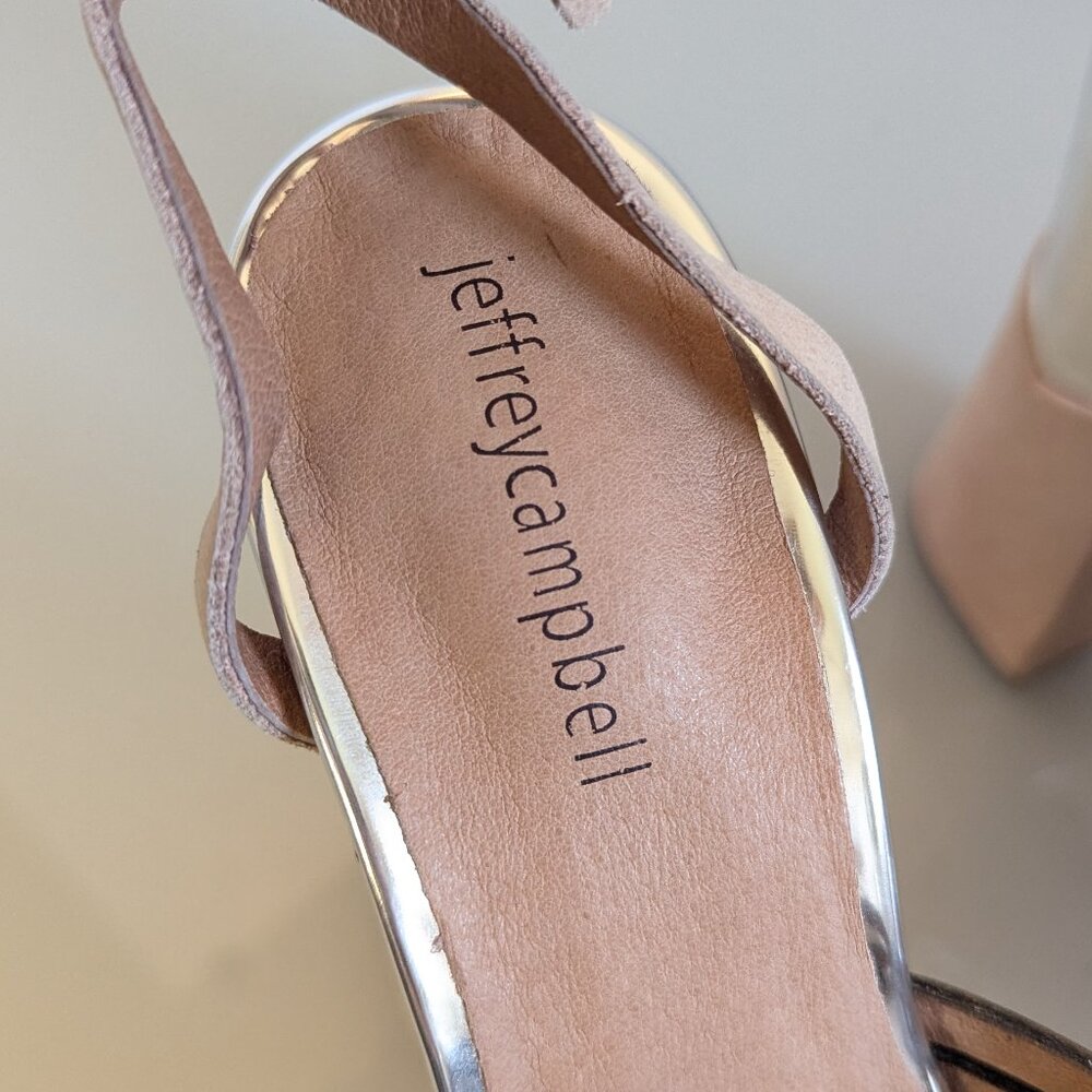 Jeffrey Campbell Y2K Nude Chrome Ambrose Platform Heels Shiny Ankle Strap NEW - Picture 10 of 12